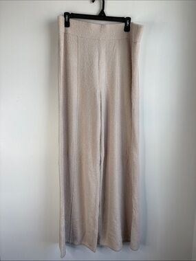 Barefoot Dreams Cozychic Lite Soft Wide-Leg Knit Pants in Beige